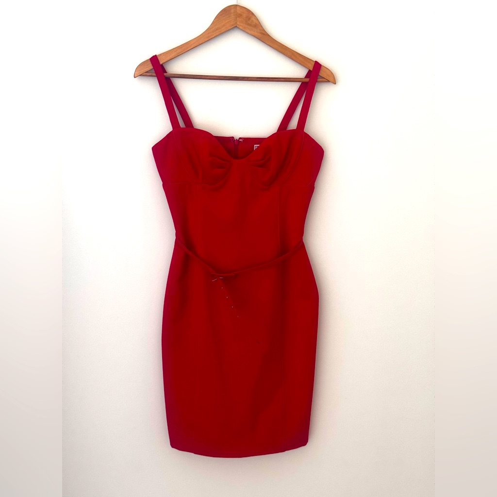 Yoana Baraschi 6 Short Red Belted Dress Anthropologie Molded Sexy Valentines